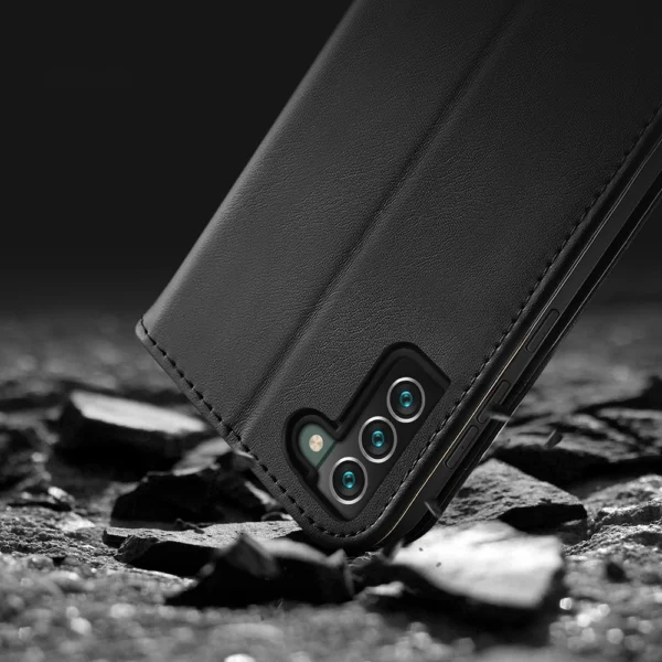 Dux Ducis Hivo Leather Flip Cover Genuine Leather Wallet For Cards And Documents Samsung Galaxy S22 + (S22 Plus) Blackeng