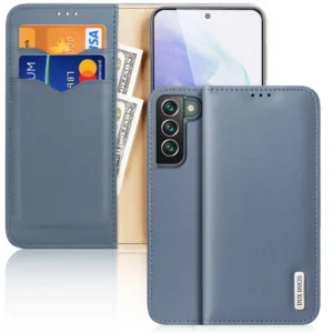 Dux Ducis Hivo Leather Flip Cover Genuine Leather Wallet For Cards And Documents Samsung Galaxy S22 + (S22 Plus) Blueeng