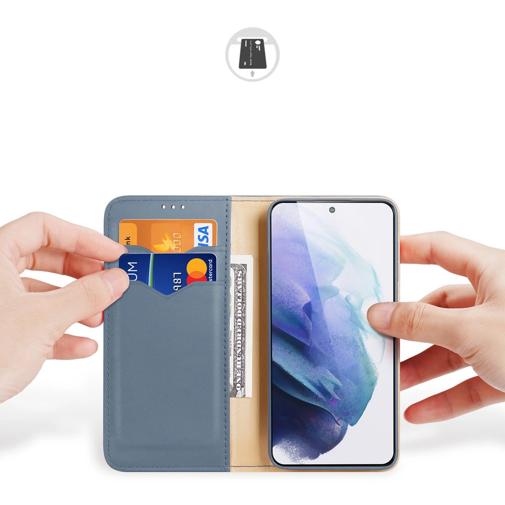 Dux Ducis Hivo Leather Flip Cover Genuine Leather Wallet For Cards And Documents Samsung Galaxy S22 + (S22 Plus) Blueeng