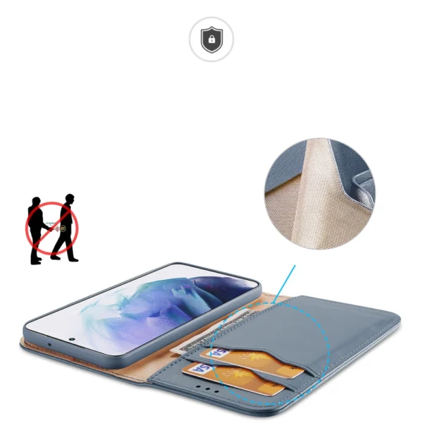 Dux Ducis Hivo Leather Flip Cover Genuine Leather Wallet For Cards And Documents Samsung Galaxy S22 + (S22 Plus) Blueeng