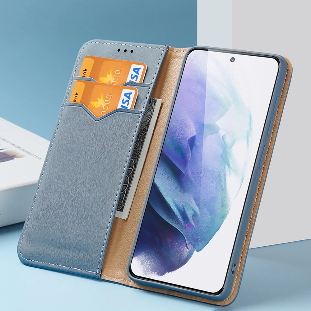 Dux Ducis Hivo Leather Flip Cover Genuine Leather Wallet For Cards And Documents Samsung Galaxy S22 + (S22 Plus) Blueeng