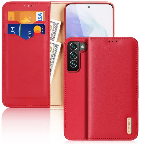 Dux Ducis Hivo Leather Flip Cover Genuine Leather Wallet For Cards And Documents Samsung Galaxy S22 + (S22 Plus) Redeng