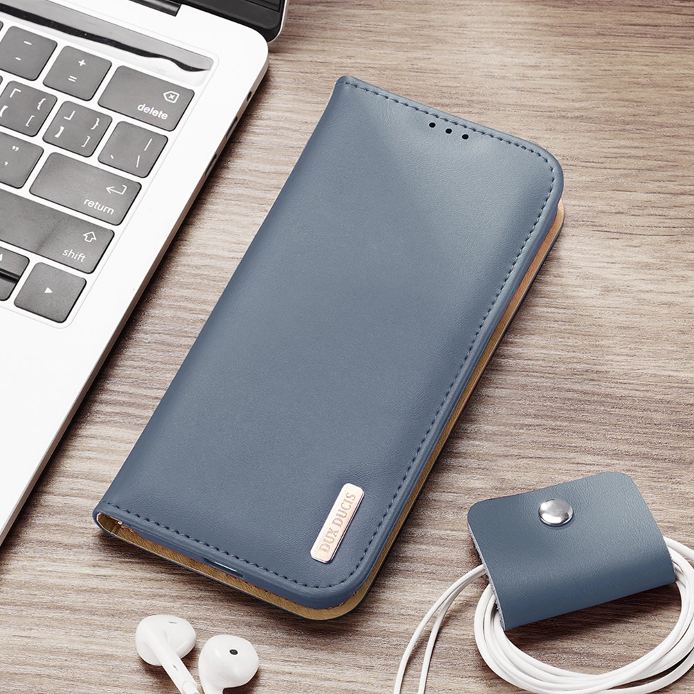 Dux Ducis Hivo Leather Flip Cover Genuine Leather Wallet For Cards And Documents Samsung Galaxy S22 Ultra Blueeng