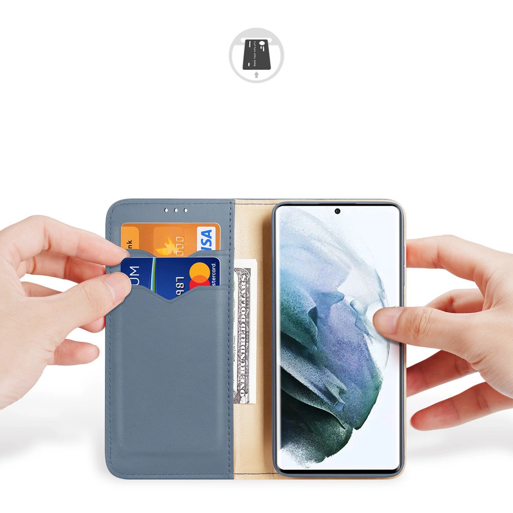 Dux Ducis Hivo Leather Flip Cover Genuine Leather Wallet For Cards And Documents Samsung Galaxy S22 Ultra Blueeng