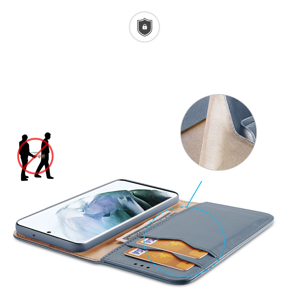 Dux Ducis Hivo Leather Flip Cover Genuine Leather Wallet For Cards And Documents Samsung Galaxy S22 Ultra Blueeng