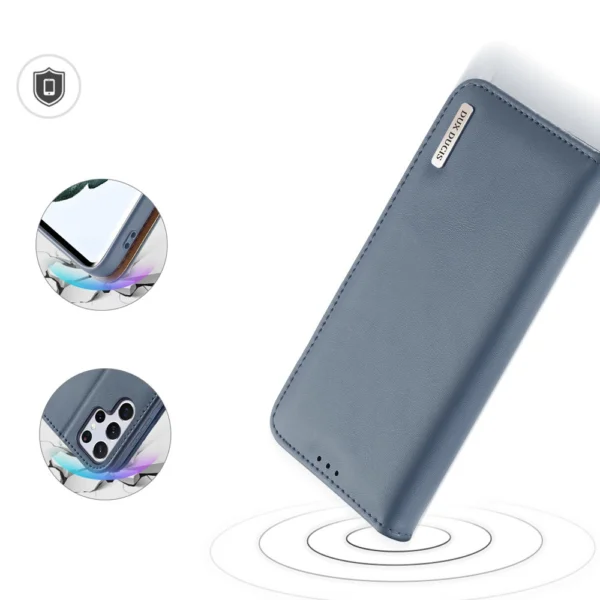 Dux Ducis Hivo Leather Flip Cover Genuine Leather Wallet For Cards And Documents Samsung Galaxy S22 Ultra Blueeng