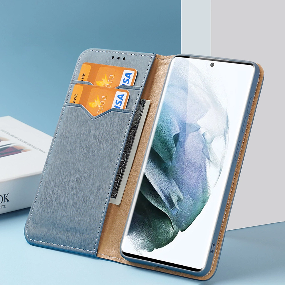 Dux Ducis Hivo Leather Flip Cover Genuine Leather Wallet For Cards And Documents Samsung Galaxy S22 Ultra Blueeng
