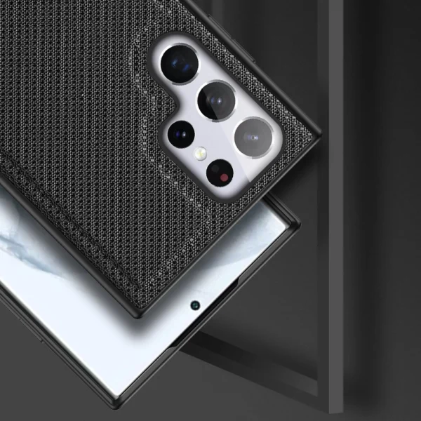 Dux Ducis Fino case is made of nylon material for Samsung Galaxy S22 Ultra blackeng