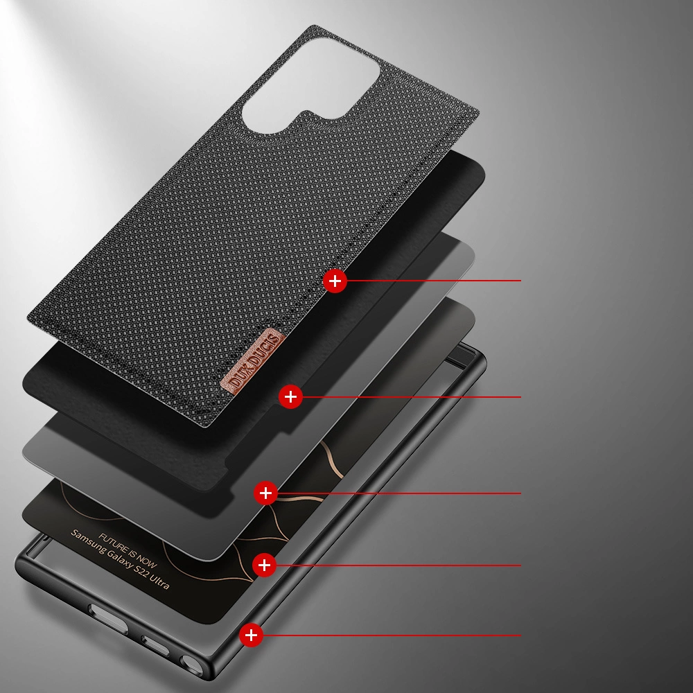 Dux Ducis Fino case is made of nylon material for Samsung Galaxy S22 Ultra blackeng