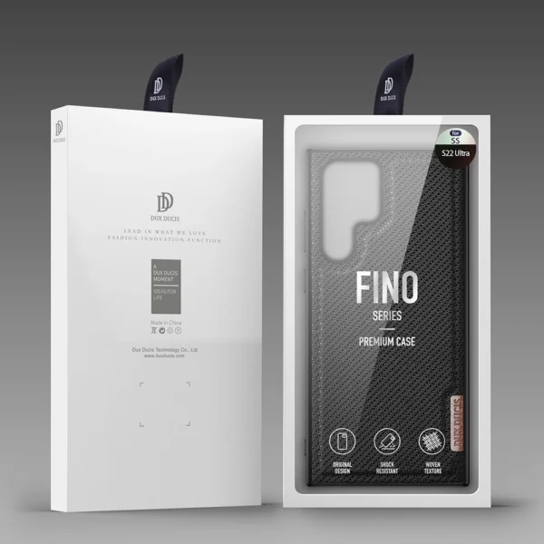 Dux Ducis Fino case is made of nylon material for Samsung Galaxy S22 Ultra blackeng