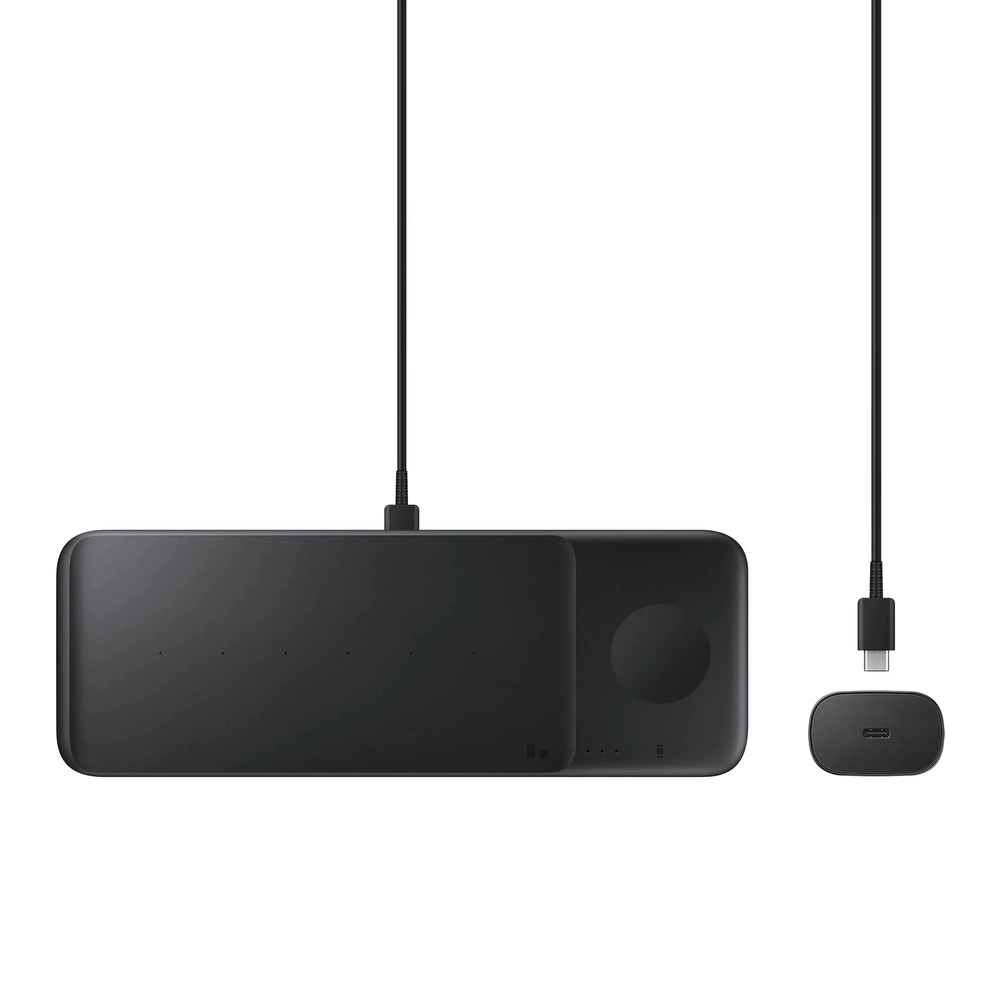 Samsung Trio EP-P6300TBEGEU 3in1 inductive charger for phone / Galaxy Watch / Buds - black + mains charger + cableeng