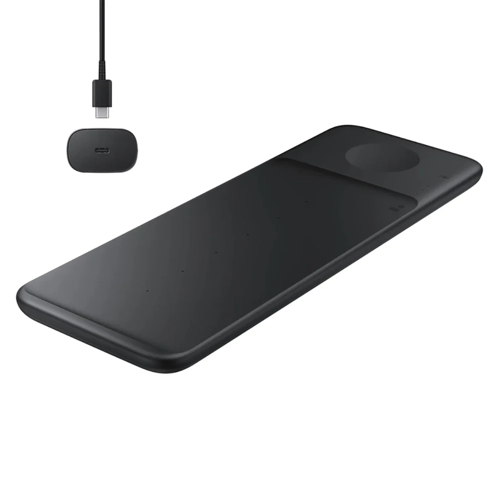 Samsung Trio EP-P6300TBEGEU 3in1 inductive charger for phone / Galaxy Watch / Buds - black + mains charger + cableeng