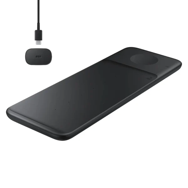 Samsung Trio EP-P6300TBEGEU 3in1 inductive charger for phone / Galaxy Watch / Buds - black + mains charger + cableeng