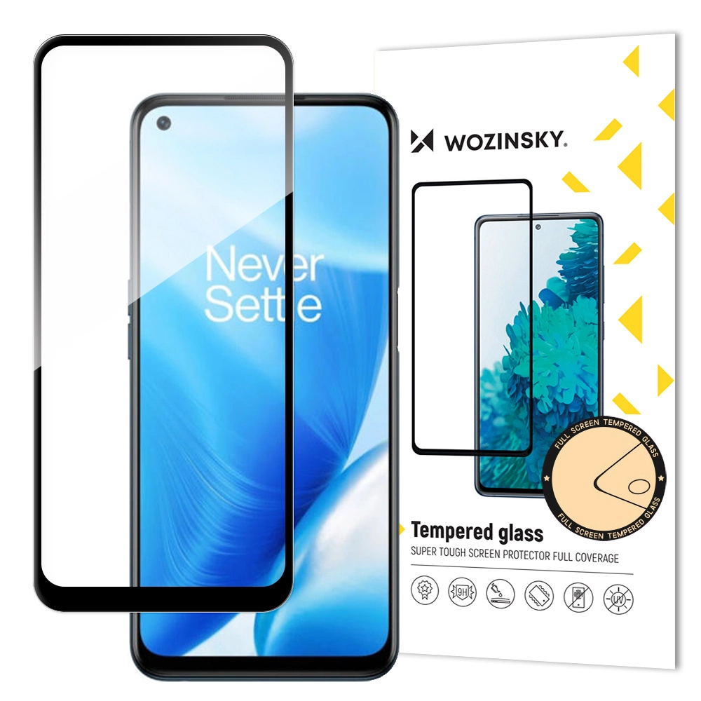 Wozinsky Super Tough Full Glue Tempered Glass Full Screen With Frame Case Friendly OnePlus Nord N200 5G Blackeng