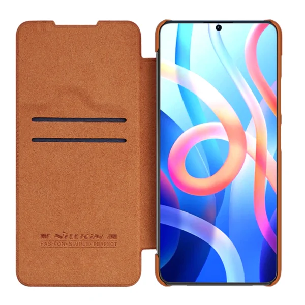 Nillkin Qin Case Case for Xiaomi Redmi Note 11T 5G / Note 11S 5G / Note 11 5G (China) / Poco M4 Pro 5G Camera Cover Holster Cover Flip Case Browneng
