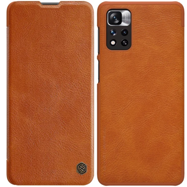 Nillkin Qin Case Case for Xiaomi Redmi Note 11 Pro+ (China) / Redmi Note 11 Pro (China) / Mi11i HyperCharge Camera Protector Holster Cover Flip Case Browneng