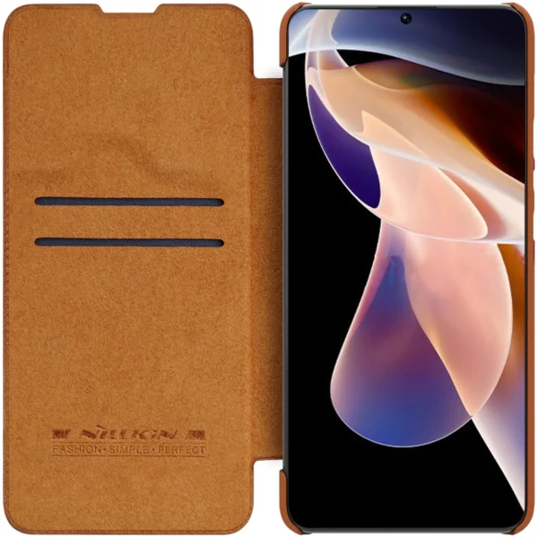 Nillkin Qin Case Case for Xiaomi Redmi Note 11 Pro+ (China) / Redmi Note 11 Pro (China) / Mi11i HyperCharge Camera Protector Holster Cover Flip Case Browneng