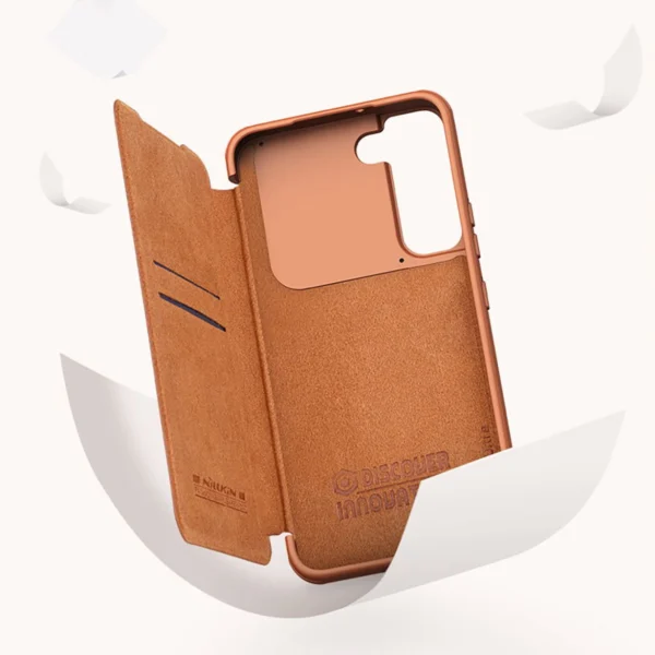 Nillkin Qin Leather Pro Case Case for Samsung Galaxy S22+ (S22 Plus) Camera Protector Holster Cover Flip Case Blackeng