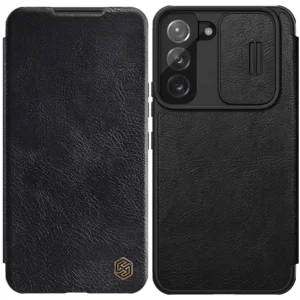 Nillkin Qin Leather Pro Case Case for Samsung Galaxy S22+ (S22 Plus) Camera Protector Holster Cover Flip Case Blackeng