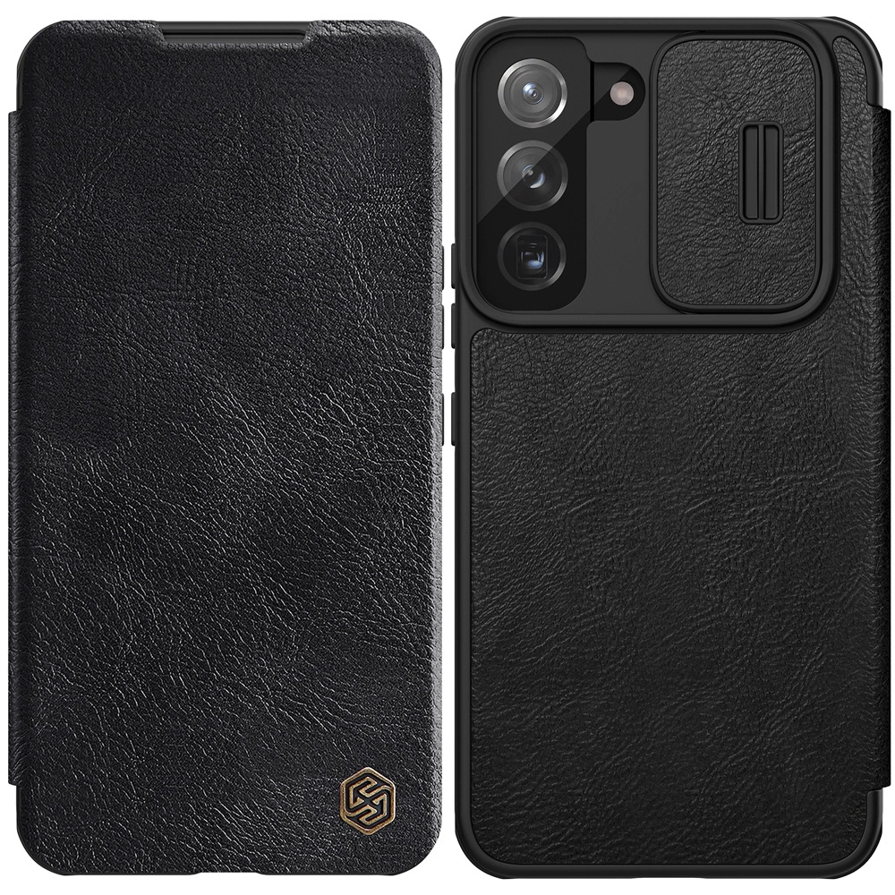 Nillkin Qin Leather Pro Case Case for Samsung Galaxy S22+ (S22 Plus) Camera Protector Holster Cover Flip Case Blackeng
