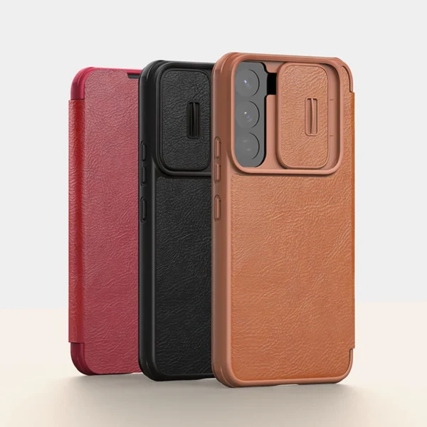 Nillkin Qin Leather Pro Case Case for Samsung Galaxy S22+ (S22 Plus) Camera Protector Holster Cover Flip Case Blackeng