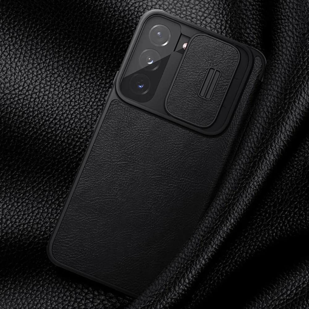 Nillkin Qin Leather Pro Case Case for Samsung Galaxy S22+ (S22 Plus) Camera Protector Holster Cover Flip Case Blackeng