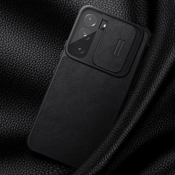 Nillkin Qin Leather Pro Case Case for Samsung Galaxy S22+ (S22 Plus) Camera Protector Holster Cover Flip Case Blackeng
