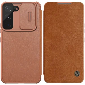 Nillkin Qin Leather Pro Case Case for Samsung Galaxy S22+ (S22 Plus) Camera Protector Holster Cover Flip Case Browneng