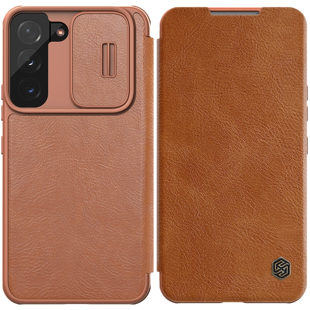 Nillkin Qin Leather Pro Case Case for Samsung Galaxy S22+ (S22 Plus) Camera Protector Holster Cover Flip Case Browneng