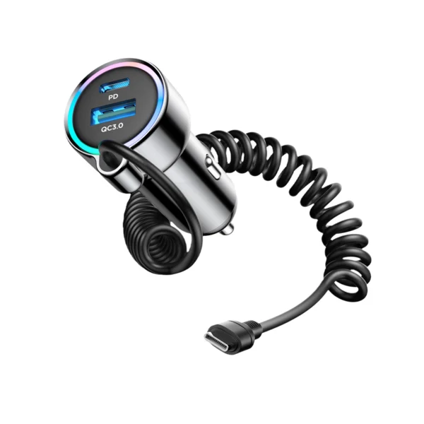 Joyroom JR-CL07 72W 3in1 Car Charger with 1.6m USB-C Cable – Blackeng