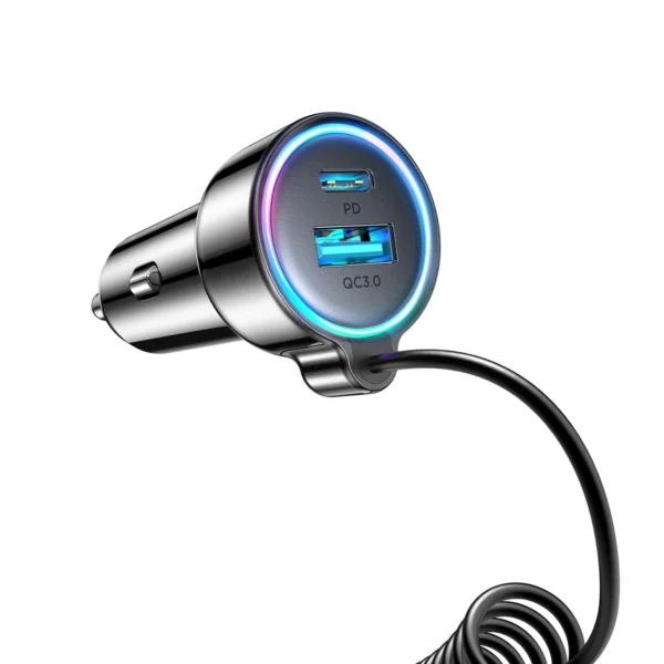 Joyroom JR-CL07 72W 3in1 Car Charger with 1.6m USB-C Cable – Blackeng
