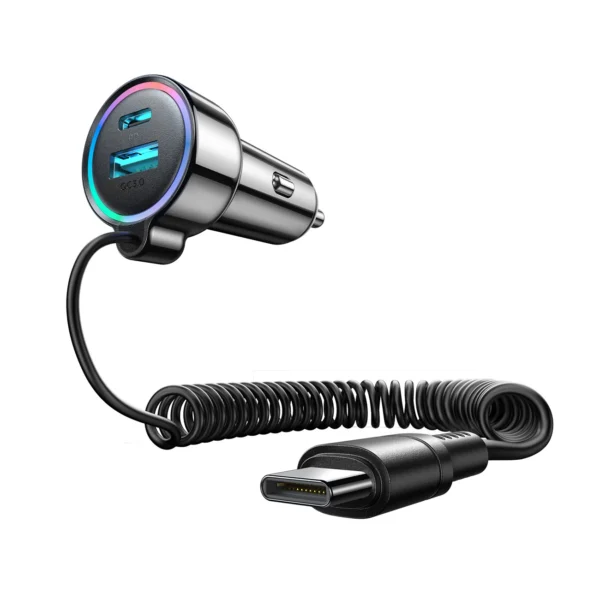 Joyroom JR-CL07 72W 3in1 Car Charger with 1.6m USB-C Cable – Blackeng