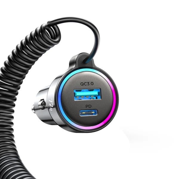 Joyroom JR-CL07 72W 3in1 Car Charger with 1.6m USB-C Cable – Blackeng