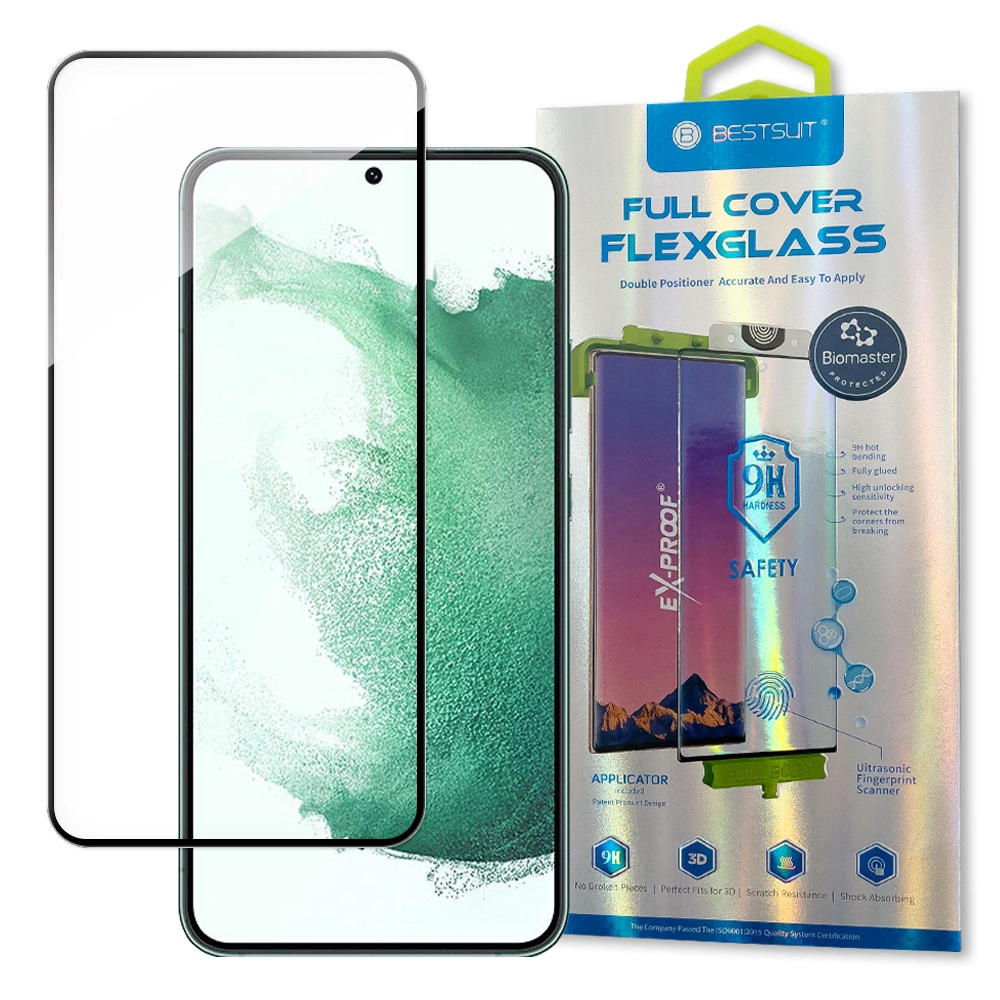 Bestsuit 3D Edge Nano Flexi Glass Glass Film Full Screen Tempered Glass With Frame For Samsung Galaxy S22 + (S22 Plus) Transparenteng