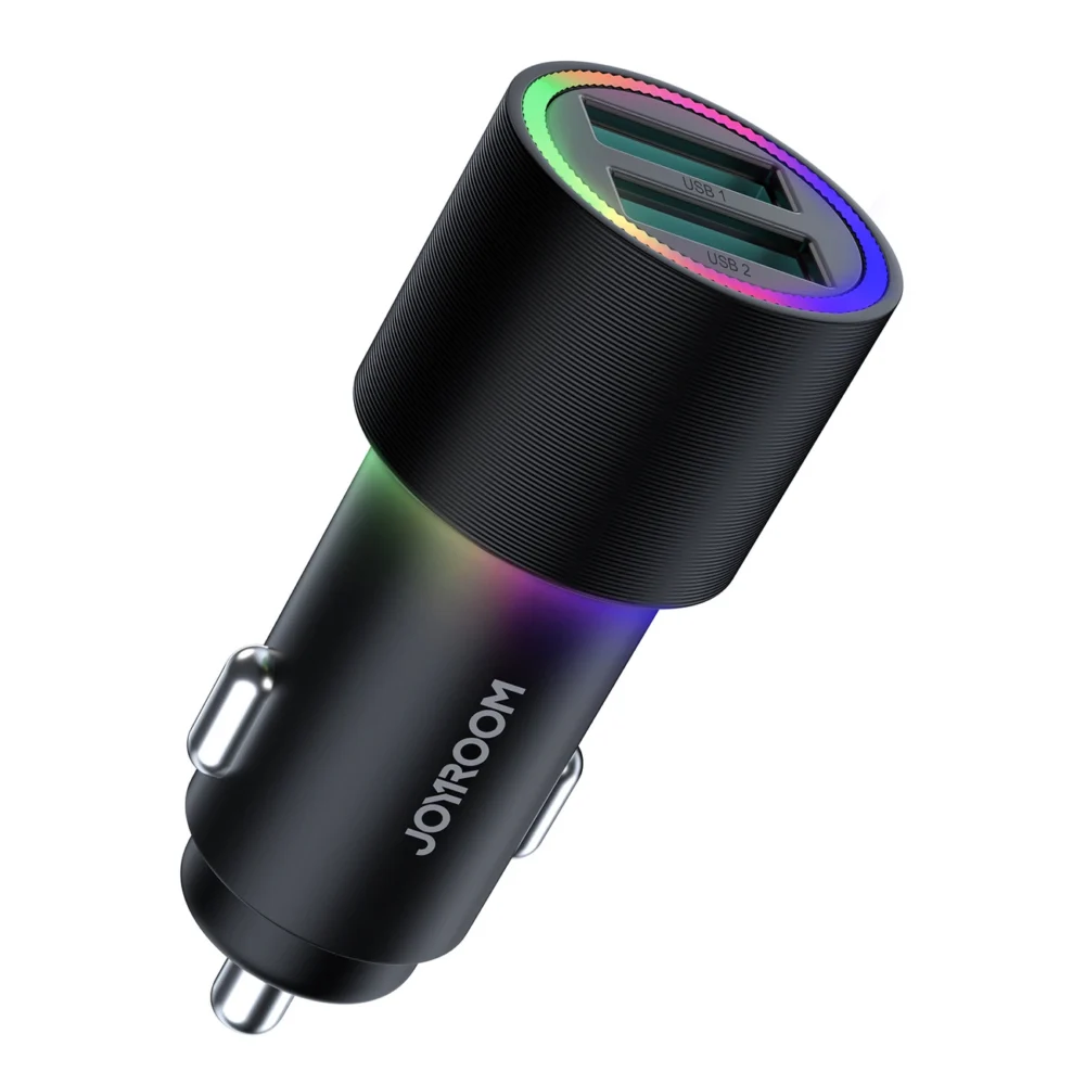 Joyroom car charger 2 x USB with backlight 24W black (JR-CL10)eng