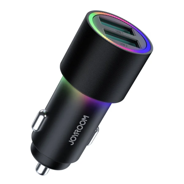 Joyroom car charger 2 x USB with backlight 24W black (JR-CL10)eng
