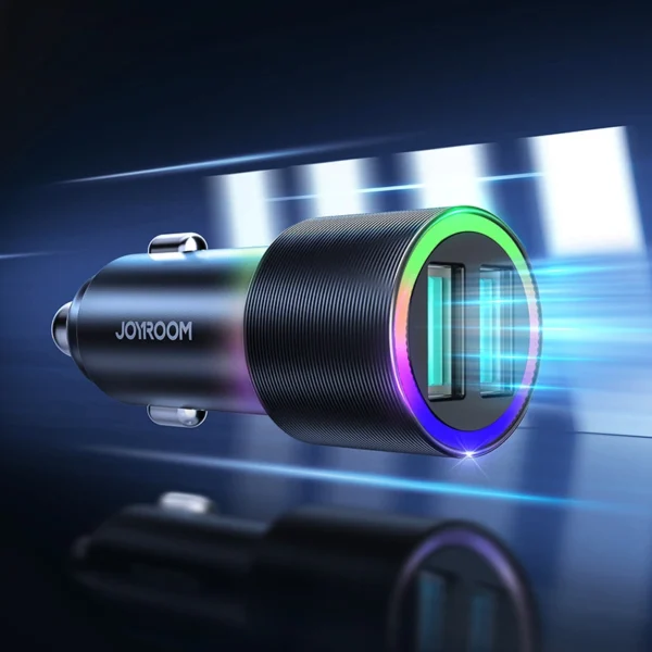 Joyroom car charger 2 x USB with backlight 24W black (JR-CL10)eng
