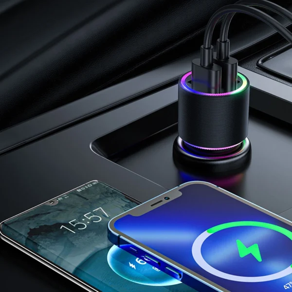 Joyroom car charger 2 x USB with backlight 24W black (JR-CL10)eng