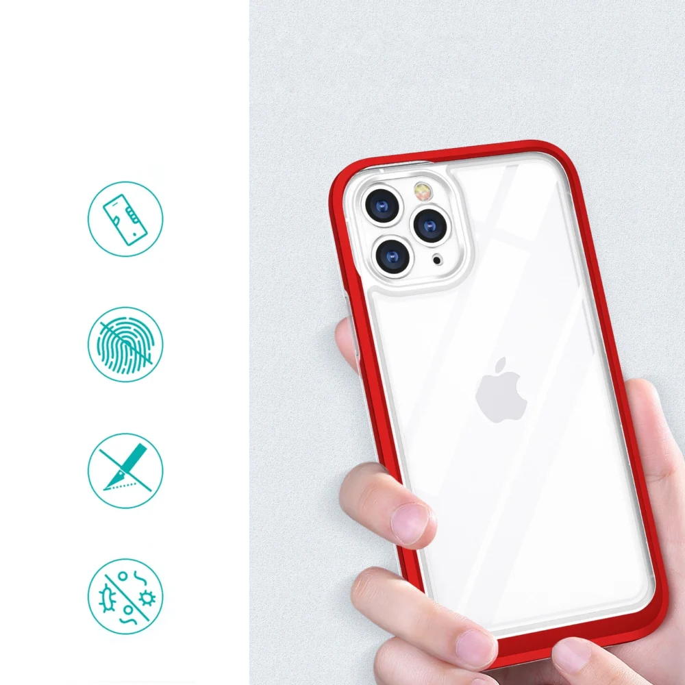 Clear 3in1 case for iPhone 11 Pro frame cover gel redeng