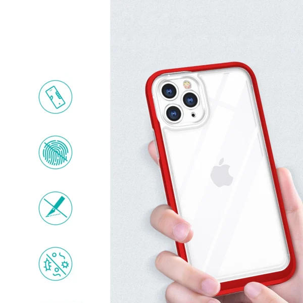 Clear 3in1 case for iPhone 11 Pro frame cover gel redeng