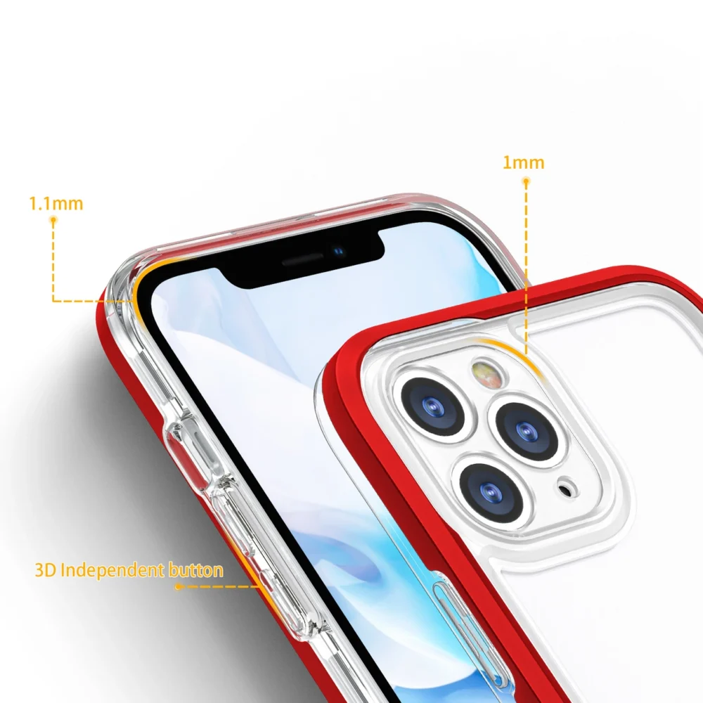 Clear 3in1 case for iPhone 11 Pro frame cover gel redeng