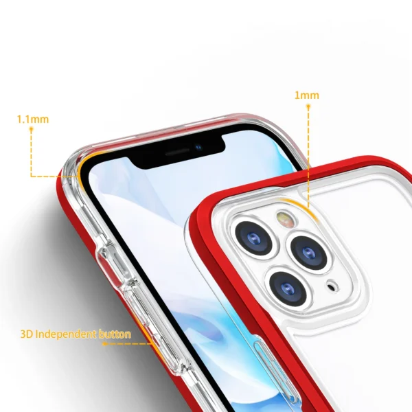 Clear 3in1 case for iPhone 11 Pro frame cover gel redeng