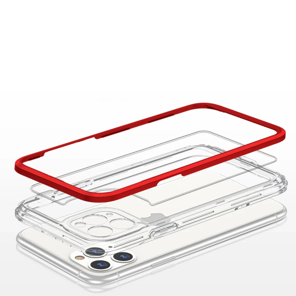 Clear 3in1 case for iPhone 11 Pro frame cover gel redeng