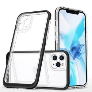 Clear 3in1 case for iPhone 11 Pro Max case gel cover with frame blackeng