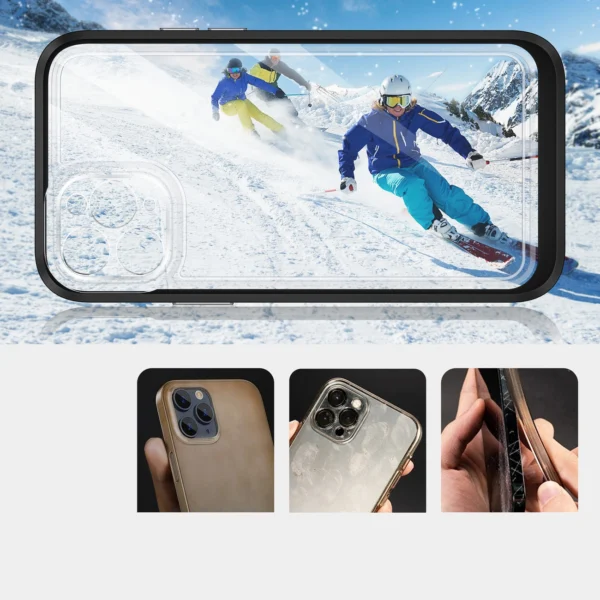 Clear 3in1 case for iPhone 11 Pro Max case gel cover with frame blackeng
