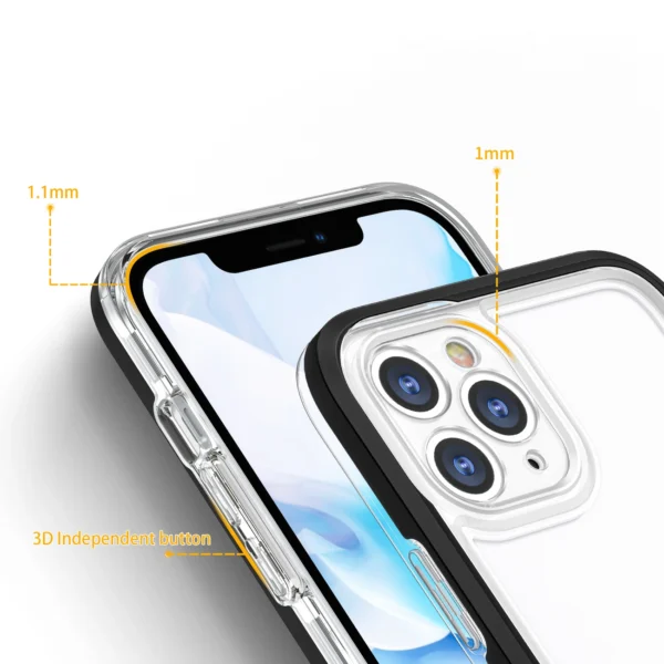 Clear 3in1 case for iPhone 11 Pro Max case gel cover with frame blackeng