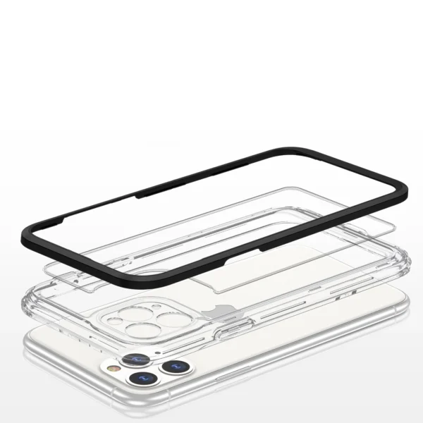 Clear 3in1 case for iPhone 11 Pro Max case gel cover with frame blackeng