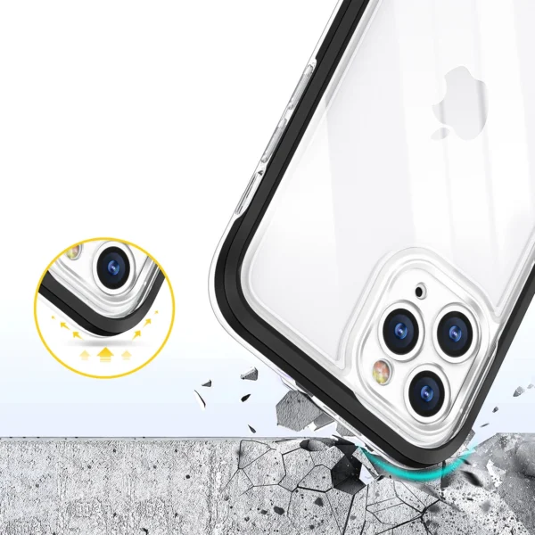 Clear 3in1 case for iPhone 11 Pro Max case gel cover with frame blackeng