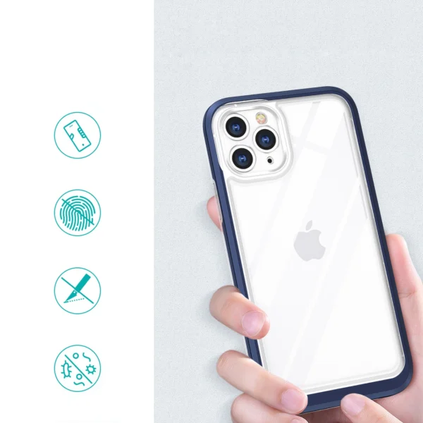 Clear 3in1 case for iPhone 11 Pro Max blue frame gel covereng