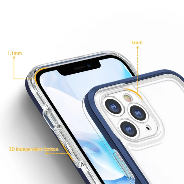 Clear 3in1 case for iPhone 11 Pro Max blue frame gel covereng